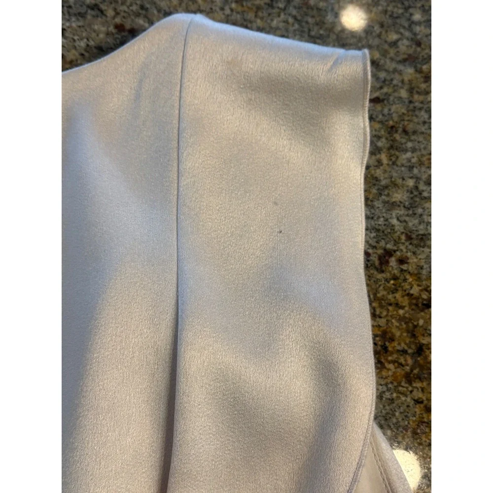 Alice + Olivia Cream Sarandon Satin Ruffle Wide Leg Jumpsuit Size 2 - Picture 11 of 14